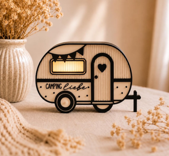 Wohnwagen Deko mit LED Licht | Geschenk für Camper | Camping Geschenkidee | Boho Deko Wohnwagen | Vanlife Deko inkl. LED | Campingliebe
