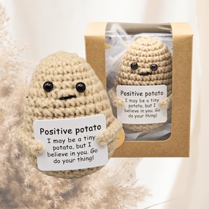 Happy Potato – Pocket Hug Potato in an exclusive box | Motivational gift & lucky charm gift for women, men, girlfriends, and colleagues Set C Englisch