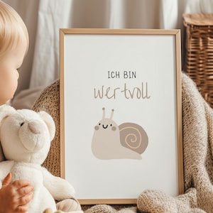Juego de 3 carteles de coraje mágico, tamaño A4, con texto en inglés "Afirmación", para decoración de habitación infantil, con forma de caracol, corazón, arcoíris, para niños y niñas