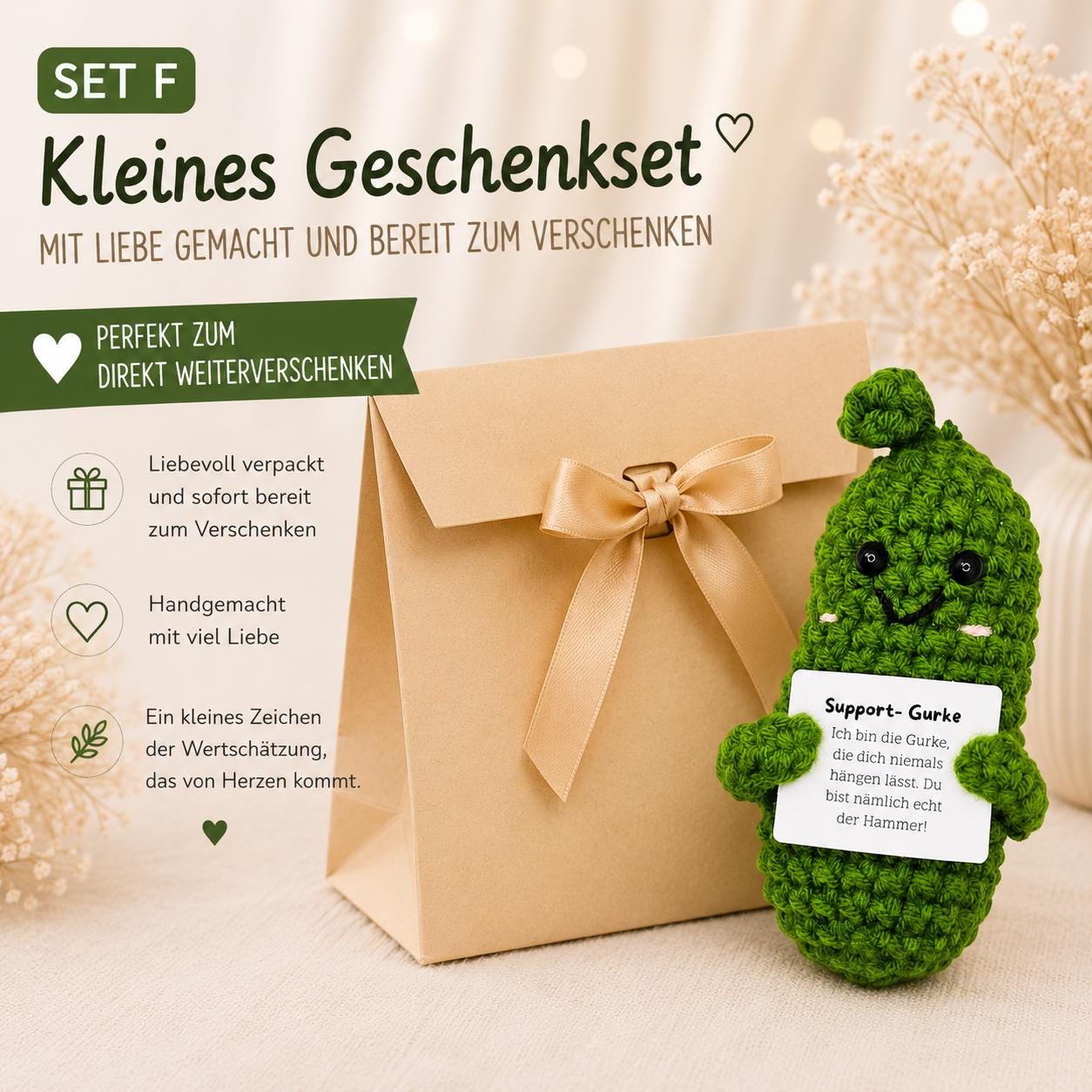 Pocket Hug Geschenkset – Gehäkelter Hase & Karotte – Emotional Support Kuscheltier Für Geburtstag, Examen Oder Als Glücksbringer