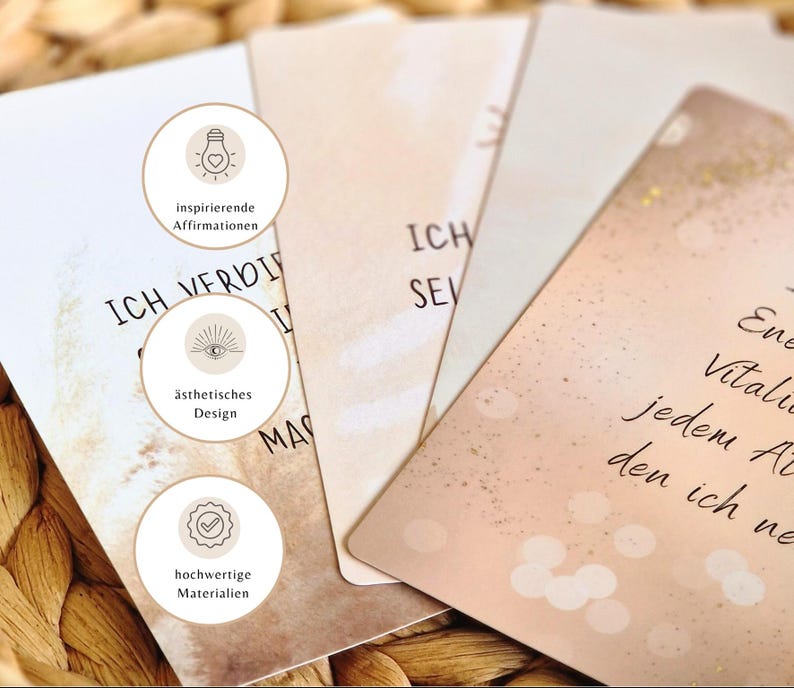 40 Mindfulness Cards for Motivation and Positivity, including Box and Stand; Happiness Cards; Affirmation Cards; Gift for Women, Christmas, Birthday image 2