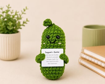 Happy Cucumber Pocket Hug – Knitted Doll for Mental Support | Motivational Gift | Lucky Charm Gift for Women and Men |