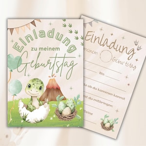 Dinosaurier Einladungskarten Kindergeburtstag – Mädchen und Junge Einladung für Dino-Party zum Selbst Ausfüllen Kids & Teenies