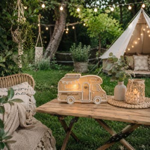 Campervan decor with LED lights | Gift for campers | Camping gift idea | Boho caravan decor | Vanlife decor with candles | Camping love image 7