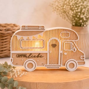Campervan decor with LED lights | Gift for campers | Camping gift idea | Boho caravan decor | Vanlife decor with candles | Camping love Beige