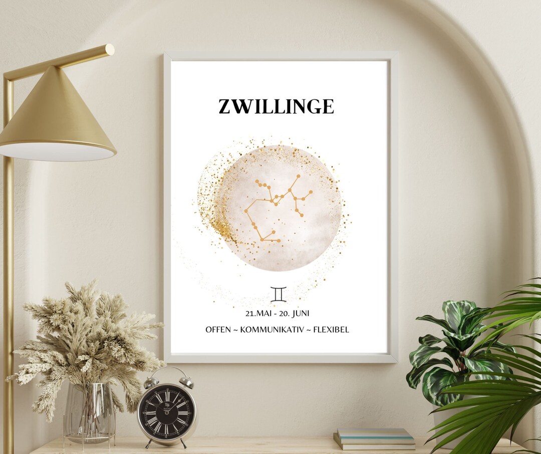 Gemini Zodiac Sign Boho Poster Astrology Charm Room Decor and Spiritual ...