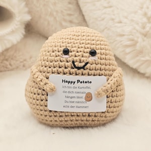 Pomme de terre porte-bonheur Happy Potato – Pomme de terre porte-bonheur à câliner dans un emballage personnalisé | Cadeau de motivation et porte-bonheur pour femmes et hommes, cadeau d'encouragement