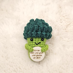 Muñeco de bolsillo tejido Happy Broccoli Veggie Hug – Regalo motivacional | Amuleto de la suerte para mujeres y hombres
