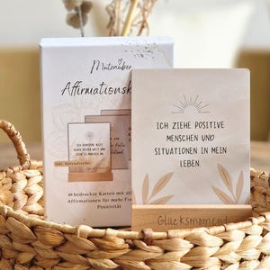 40 Mindfulness Cards for Motivation and Positivity, including Box and Stand; Happiness Cards; Affirmation Cards; Gift for Women, Christmas, Birthday image 1