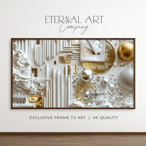 Abstract Elegance | Gold and White Textured Art for Samsung Frame TV | AI 4K Digital Download | EAC178