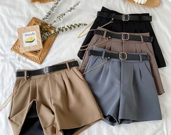 Casual Wide Leg Trouser Short | Highwaisted Belted Short for Women