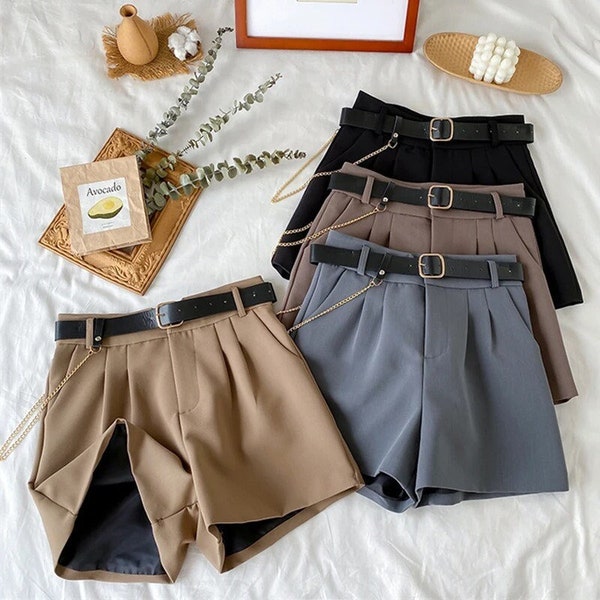 Casual Wide Leg Trouser Short | Highwaisted Belted Short for Women