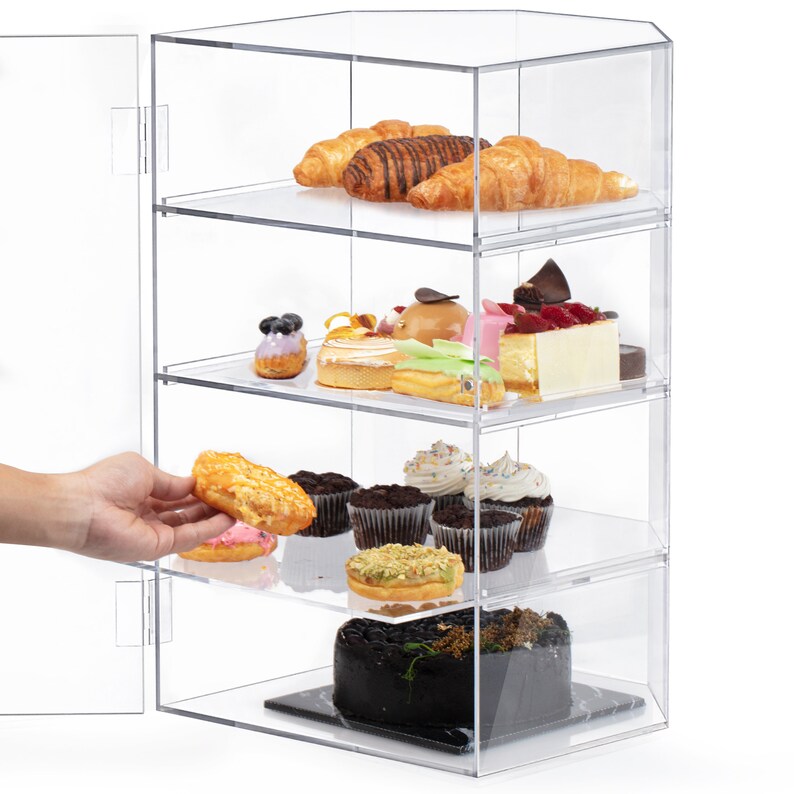 4tiered Bakery Display Case assembled Acrylic Pastry Display