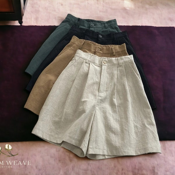 Cotton Linen High Waist Shorts |  Wide Leg | Casual Loose Wear