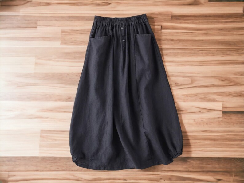 Women's Midi Skirt Plain Button Down Cloth Streetwear Fashion Style Navy