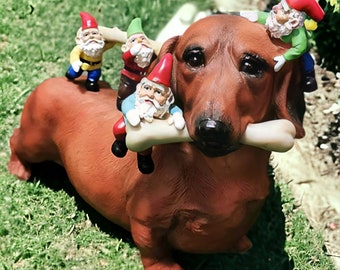 Dachshund Garden Gnome, Dachshunds, Gnome, Dachshund Gift, Dachshund Ornament, Garden Gnome, Resin Statue, Funny Statue, Funny Gift