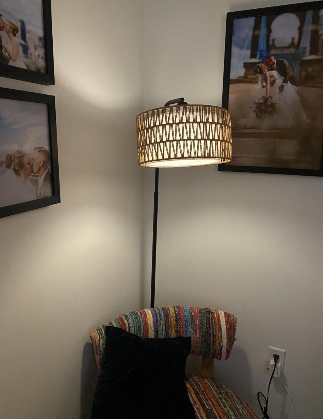 Boho Floor Lamps for Living Room Rattan Arc Lamps Floor Standing ...
