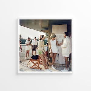 Stampa poster "Slim Aarons Tennis alle Bahamas", stampa vintage, stampe fotografiche, stampa fotografica dell'alta società, stampa fotografica di qualità museale