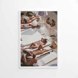 Póster de Slim Aarons "Bañistas en Eden Roc", impresión vintage, impresiones fotográficas, póster de dinero antiguo, impresión fotográfica de la alta sociedad