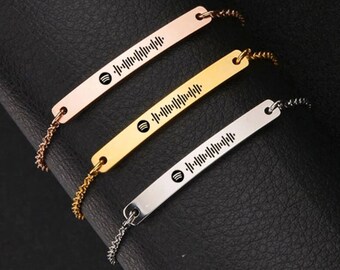 Spotify Music Engraved Bracelet | Meaningful Special Bracelet | Personalized Soundwave Bracelet | Bar Bracelet | Music Code Bracelet