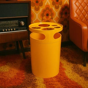 Space Age Umbrella Stand – 70s Mid Century Yellow – Kartell Era Style