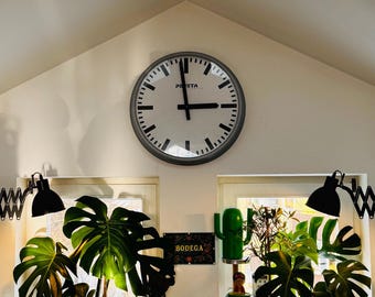 Reloj de pared radiocontrolado PEWETA XXL – 52 cm, estilo industrial retro