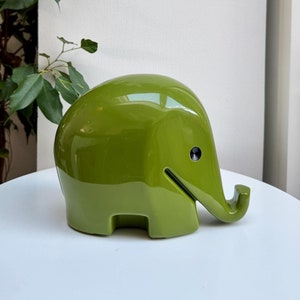 Tirelire Drumbo Elephant XXL - Tirelire en plastique verte Pop Art vintage des années 1970 - Icône du design allemand