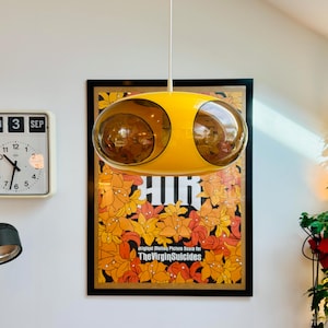 Massive Bug Eye UFO Pendant Lamp 1970s - Yellow Space Age Ceiling Light -  Belgian Vintage Atomic Design - Retro Futuristic