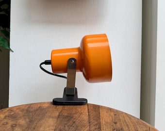 Vintage oranje klemspot | Italiaanse Federlampe uit de jaren 70 | Bureaulamp uit het midden van de eeuw