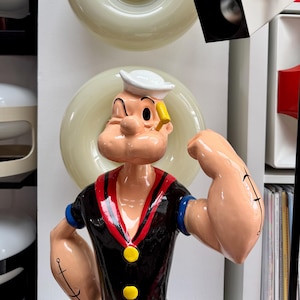 Vintage Popeye Statue: Large Molded Plastic Retro Cartoon Decor