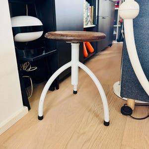 Vintage Industrial Swivel Stool | Bauhaus Workshop Stool | Adjustable Old Factory Chair
