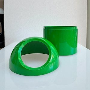 Makio Hasuike Vanity Bin for Gedy – Vintage 1970s Space Age Make-Up Container - Collectible Italian Design Green Plastic