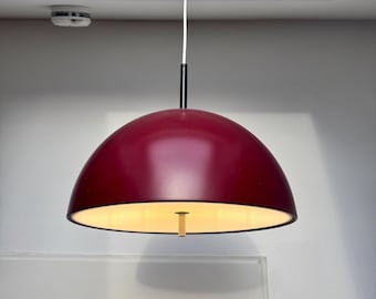 Vintage Bordeaux Rot Dome Hängelampe: Mid-Century Modern Staff Leuchten