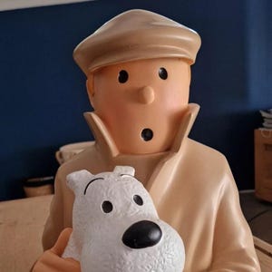 Vintage Tintin & Snowy Bust: Large Hergé Comic Sculpture