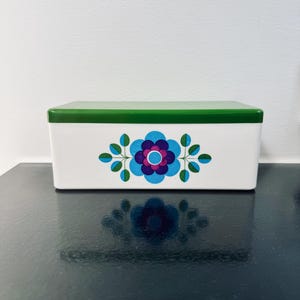 ヴィンテージ プラスチック コーヒー ブリキ ボックス 70 年代 プリブルム レトロ ミッドセンチュリー シャビー シック カントリー スタイル