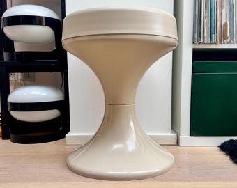 West Germany Vintage Emsa Stool - Space Age Side Table | 70s Mid-Century Modern Retro Design | Beige