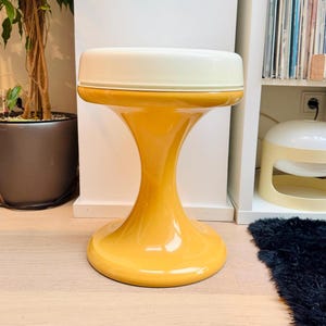 EMSA Vintage Yellow Stool: 70s Retro Space Age Side Table