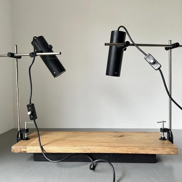 Vintage 70s Industrial Table Lamp: Adjustable Mid-Century Modern Desk Light