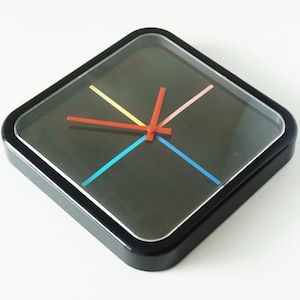 Vintage IKEA Postmodern Wall Clock – Black Neon Quartz Clock – Made in Switzerland – 80s Retro Plastic Design – Memphis Style Decor