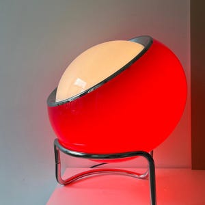 Harvey Guzzini “Clan” Floor Lamp by Studio 6G – Vintage Space Age 1970s Orange Acrylic – Meblo, Italy/Yugoslavia