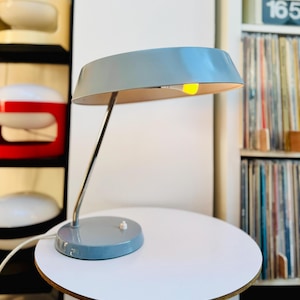 Bauhaus Table Lamp by VEB NARVA Lengefeld – Vintage 1960s Adjustable UFO Desk Light, West Germany Mid-Century Modern Lamp