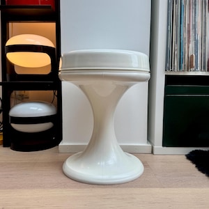 Vintage EMSA White Stool: 70s Space Age Side Table