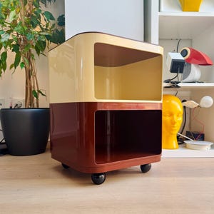 Kartell Modular Container by Anna Castelli Ferrieri – Vintage Rolling Side Table Nightstand – Italian Mid Century Design Storage Unit