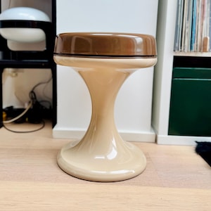Vintage Emsa Stool Side Table – 1970s Space Age Pop Art Plastic Furniture – Retro German Design