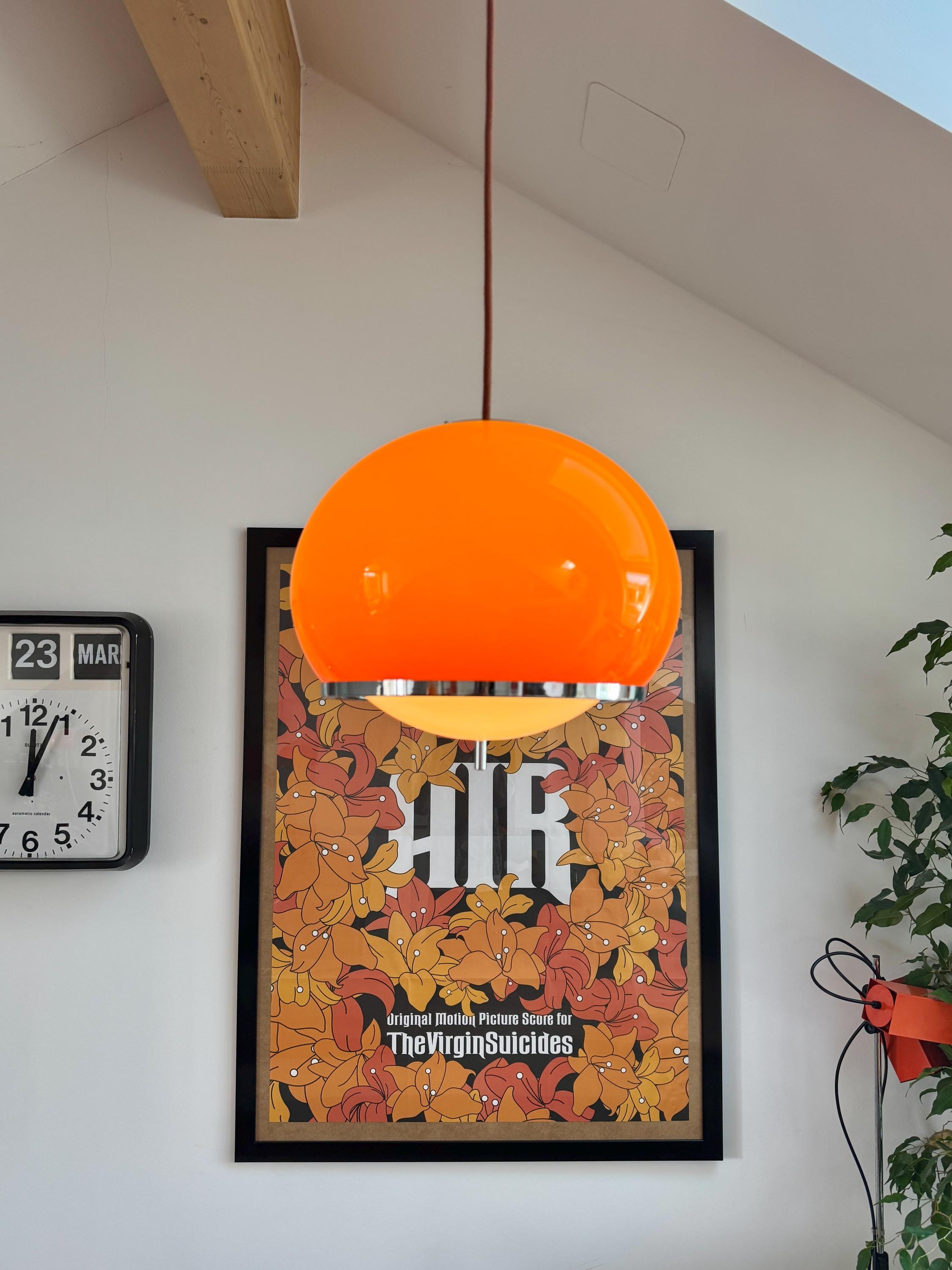 70s hanging lamp orange - Etsy 日本
