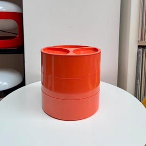 Utensilo 70er 80er Orange Pop Art Vintage Plastic Container Desk Work Organiser