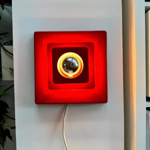 Vintage Hustadt Leuchten &quot;Pyramide&quot; Wall Sconces – 1970s Mid-Century Modern Space Age Lights – Orange Rd Metal Lamp