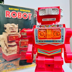 Vintage Yonezawa Hero Robot: 1980s Japan Tin Litho Toy (Decorative Only)