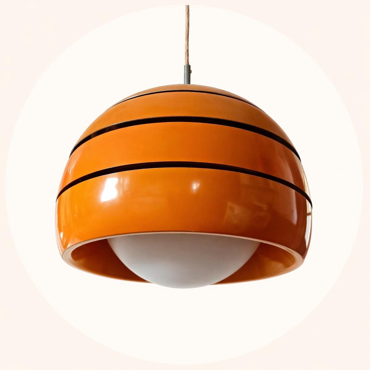 70s hanging lamp orange - Etsy 日本