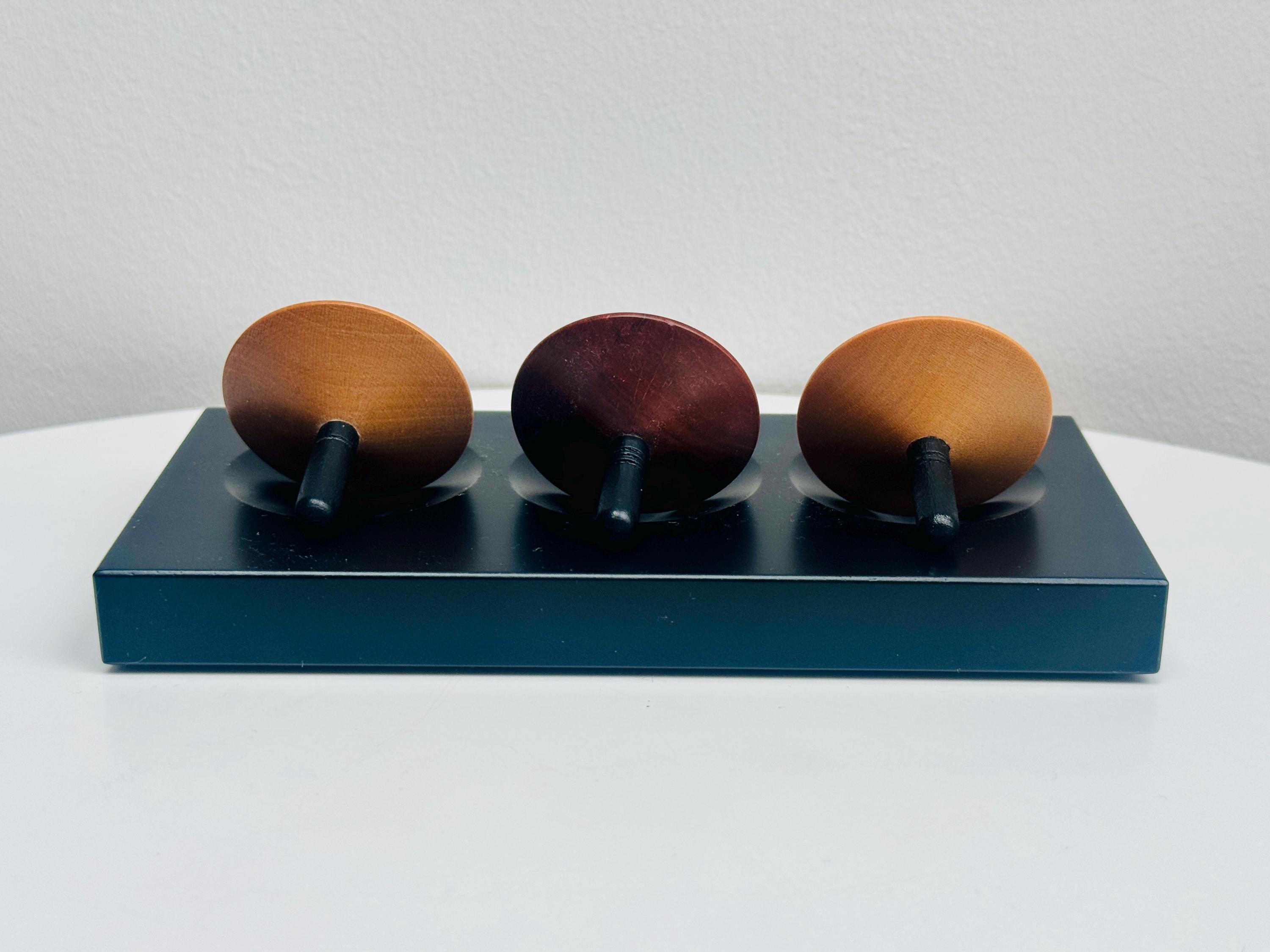 Vintage Naef Spielkultur Wooden Spinning Tops Set • Swiss Mid